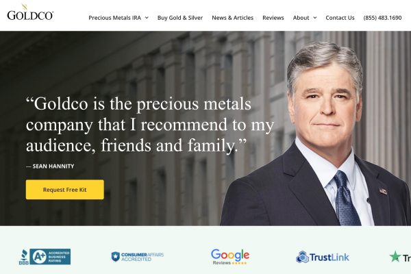 Goldco page with Sean Hannity